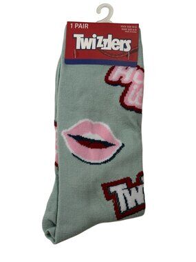 Twizzlers Candy Lips Crew Socks Size 10-13 Licorice Theme NWT